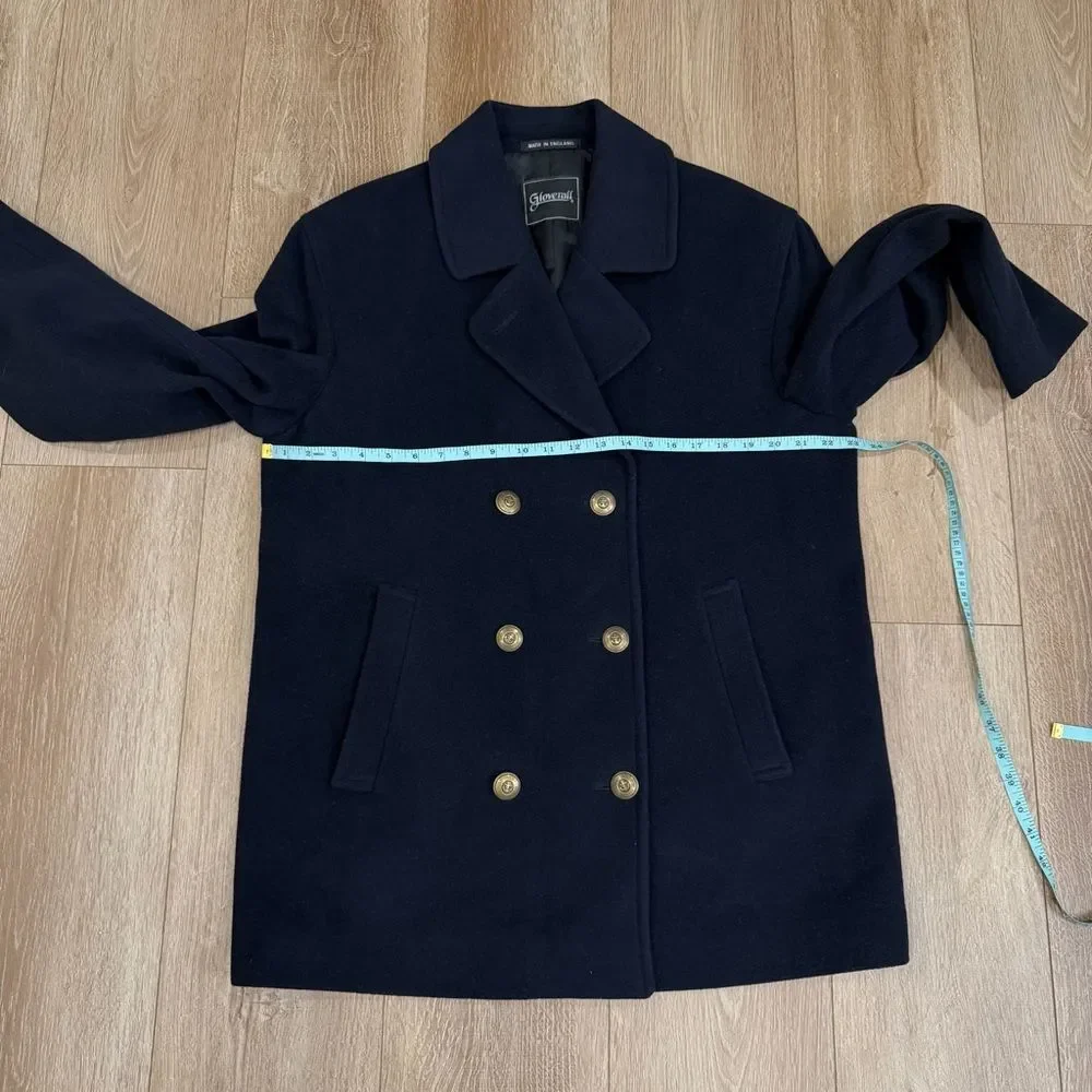 Gloverall Wool Blend Peacoat Double Breasted Military Style Coat FR 44 US 12